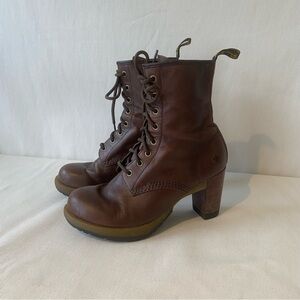 Dr Martens Diva Darcie heeled court shoes boots brown leather grunge Fairycore 9